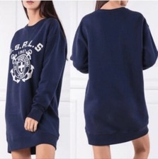 Polo Ralph Lauren Sweatshirt Dress Size Small Navy Blue Nautical Boat Life