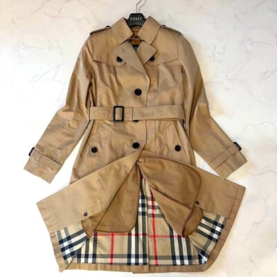 BURBERRY LONDON B1A15-230-51 Trench Coat Women Size 36 beige cotton