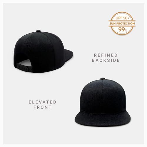 Flat Bill Visor Classic Snapback Hat Blank Adjustable Brim High One Size Black image 2