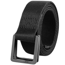 Men's Canvas Belts Double D Military Black Web Cloth Belt for Men Big and Tall