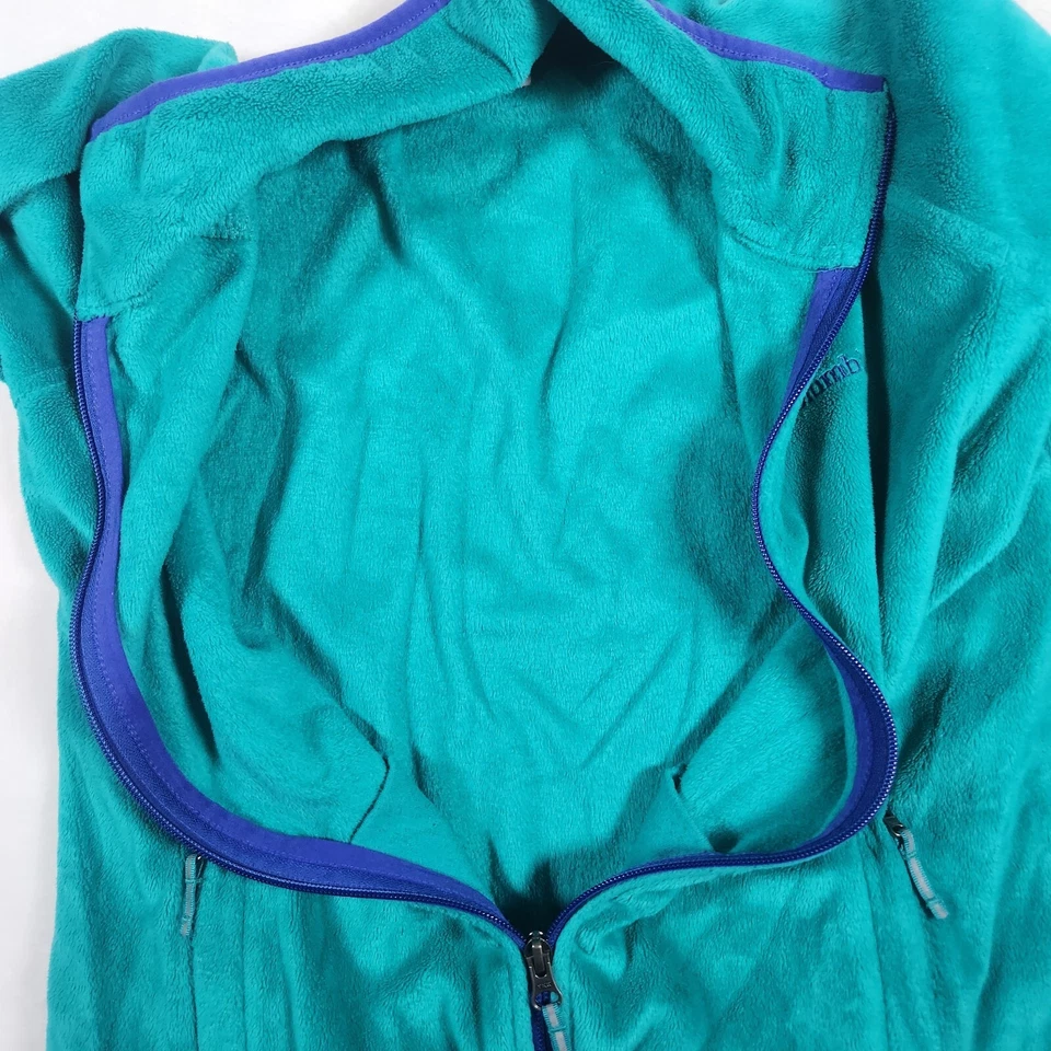 Chaqueta Columbia Sportswear Juvenil L Verde Azul Cremallera Completa Vellón Manga Larga Foto 3 de 4