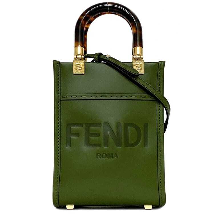 ☆FENDI☆ SUNSHINE medium Shopper 2wayバッグ ♪ Fendi 2way bag Sunshine Shopper f-21527 Khaki green
