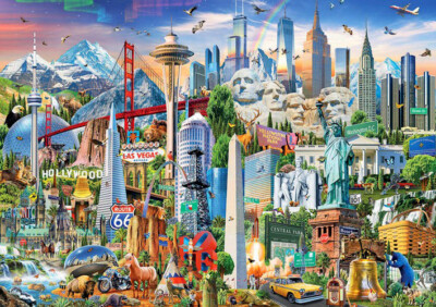 Puzzle Wahrzeichen Nordamerikas, 1500 Teile, Bauwerke, USA, Kanada, Educa