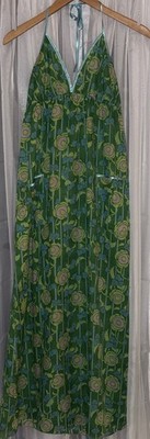 Johnny Martin  Vintage Retro 60s Style Maxi Dress Floral Print Halter Neck Sz 9