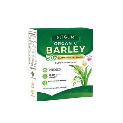 FITGUM Organic Barley Super Green Powder 15 Sachets – with Glutathione &  Collage