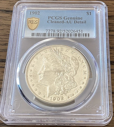 1902-P Morgan Silver Dollar Graded by PCGS AU Detail Cleaned