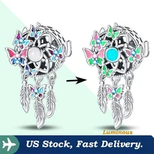KUNSIR 925 Sterling Silver Charm For Bracelet Butterfly Dreamcatcher Bead Charm