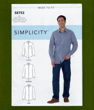 Men's Classic Long Sleeve Shirts Sewing Pattern Sizes 34-42 Simplicity 8753