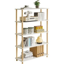 5-Tier Wooden Open Bookcase - Modern Freestanding Bookshelf Storage Organizer...