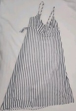 Lulus Lush Light Blue White Stripe Sleeveless Dress Sundress Size M