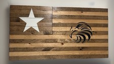     CUSTOM   Hand Crafted American Flag   Eagle USA MADE 37x19.25in Wood Work    