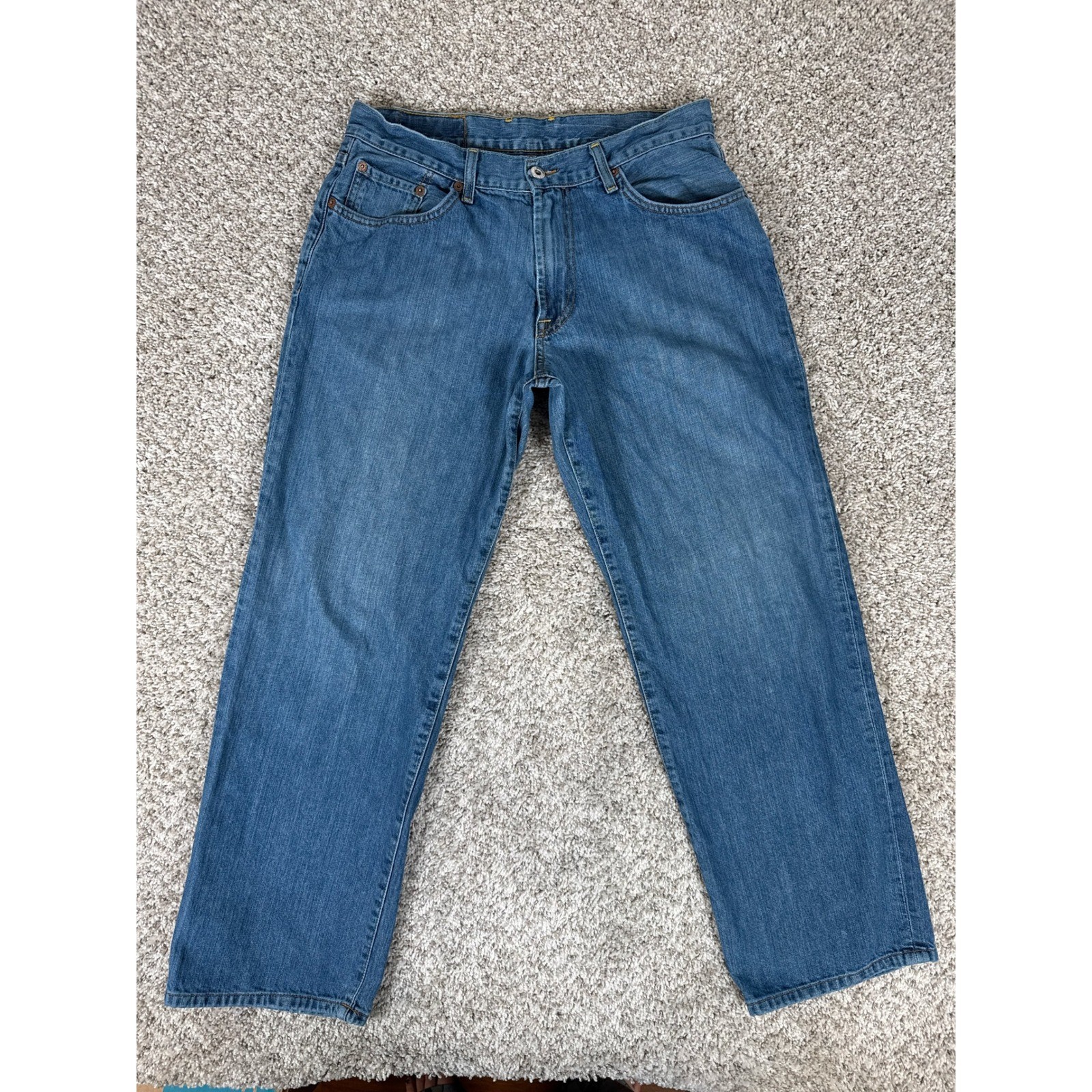 Mens 32 Blue Relaxed Straight Leg Dungarees Usa