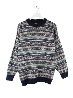 Vintage Womens 90s Pattern Sweater Multicolor L
