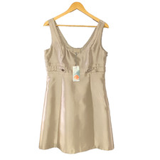BNWT Karen Millen Dress Womens UK 14 Gold Silk Sleeveless Short Empire Line