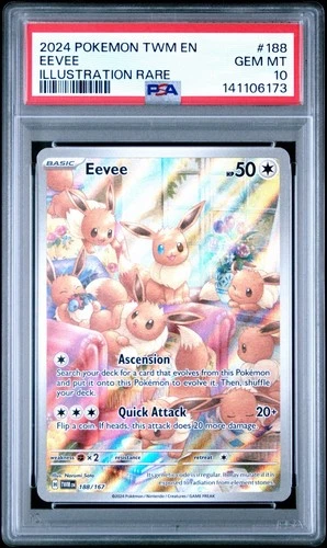 New ListingPSA 10 GEM MINT 2024 EEVEE 188/167 TWM EN-TWILIGHT MASQUERADE ILLUSTRATION RARE!