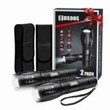 Tactical LED Flashlights with Holsters, 5 Modes, Zoomable, Waterproof, Hiking...