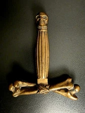 Unique Victorian Masonic Solid Brass Sword Pommel Hilt Skull Memento Mori Ames