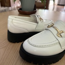 Steve Madden Lando Womens 7.5 White Leather Platform Loafer LAND05S1