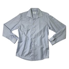 Eton Shirt Men 16.5 Blueberry Slim Fit Cotton Button Up Long Sleeve Formal Dress