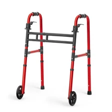 Folding Walkers for Seniors Lightweight Walker with 5'' Front Wheel Height an...