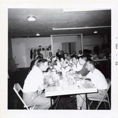 VTG Photo 1959 Handsome Men Dining Tables Eating