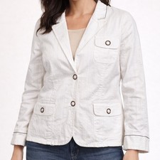 Motto White 100 Cotton Textured Snap Front Blazer Size XL