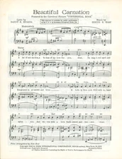 Beautiful Carnation Sheet Music Piano Voice Guitar 1946 Kuaana Continental Rose