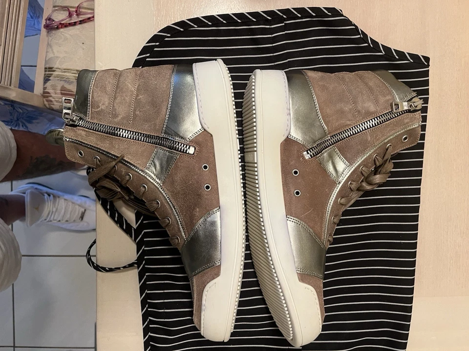 Zapatilla deportiva de caña alta Balmain Aw13 de gamuza topo y plateada metálica rara y excelente Foto 4 de 4