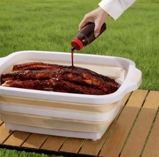 3-in-1 Folding Cutting Board Collapsible BBQ Prep Tub with Lid 16L Container
