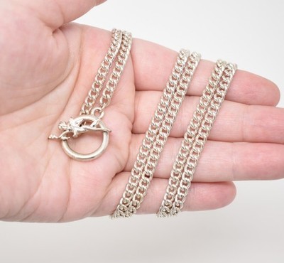 35'' Curb Chain Cupid Holding an Arrow Toggle Necklace Wrappable to Choker Style