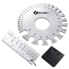 2 Pcs Stainless Steel Metal Silver 1Pcs Round Rectangle Thickness Gauge 