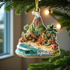 Personalized Hawaii Volcano Beach Christmas Ornament Vacation Souvenir