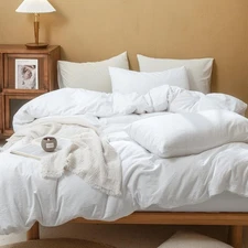 Bright White Cotton Comforter Cover with buttons in king, Queen, and other size.