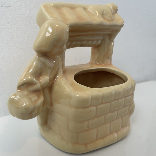 Vintage Retro Shawnee USA Yellow Glazed Planter Girl & Wishing Well - Picture 2 of 8