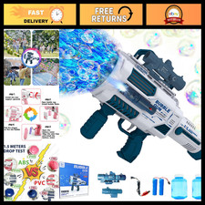 Automatic Gatling Bubble Gun - 2 Rechargeable Batteries, Tens of Thousands Bubbl