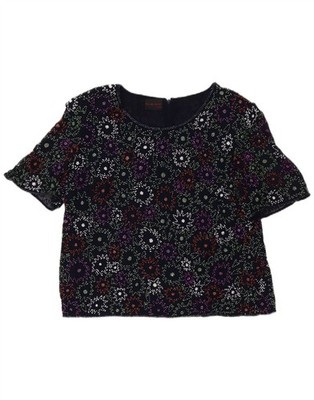 Frank Usher Damen Bluse Oberteil UK 20 2XL dunkelblau geblümt Polyester AB14