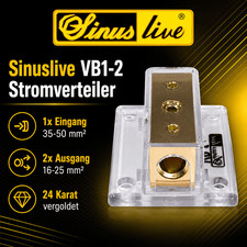 Sinuslive VB1-2 Stromverteiler 35-50 mm&sup2; auf 2x16-25 mm&sup2;, vergoldet 24K Block