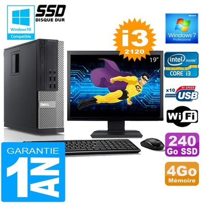 PC DELL 990 SFF Core I3-2120 RAM 4Go Scheibe 240 GB SSD Wifi W7 Bildschirm 19 ''