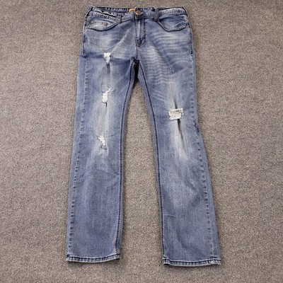 Seven7 Straight Fit Jeans Mens 34x31.5 Actual Sz Mid Rise Stretch Back Flaps