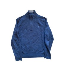 Polo Ralph Lauren Mens Blue Quarter Zip Sweater Mock Neck Logo Size L