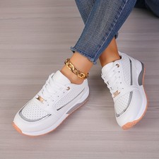 Women's Lace-Up Running Trainers Platform Comfortable Gym Sports Shoes