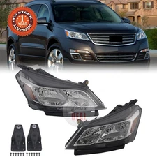 For 2013-2017 Chevrolet Traverse Headlight Driver+Passenger Halogen Clear Lens