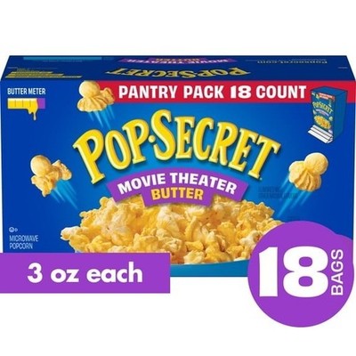 Pop Secret Movie Theater Butter Microwave Popcorn 18 Ct 3 oz Sharing Bags