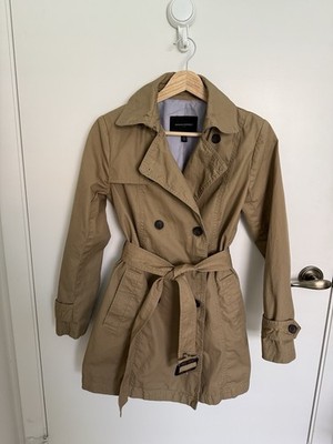 Banana Republic Women's Brown Cotton Trench Coat Petite XS Belted