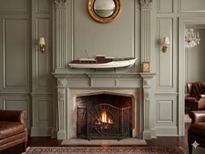 Vintage altes großes nautisches Modell Boot Pendel Yacht Holz Modellbau