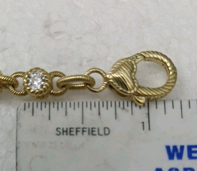 Judith Ripka Simulant Diamonds 14k Gold Clad Round Byzantine Tennis Bracelet 