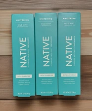 3x Native Whitening Toothpaste 4.1oz Wild Mint With Flouride EXP 01/2027