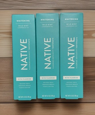 3x Native Whitening Toothpaste 4.1oz Wild Mint With Flouride EXP 01/2027