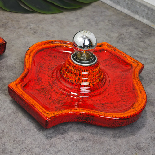 2 Fat Lava Keramik Wandlampen rot gesprenkelt Space Age 70er Leuchten WeeNTAGE - Picture 5 of 10