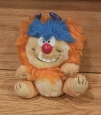 Vtg. 80's KUDDLEE UGLEE Plush Monster ORANGE, 6" Like My Pet Monster